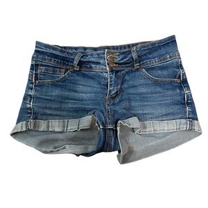 Wax Jean Mid Rise Cuffed Denim Shorts Blue Size 26